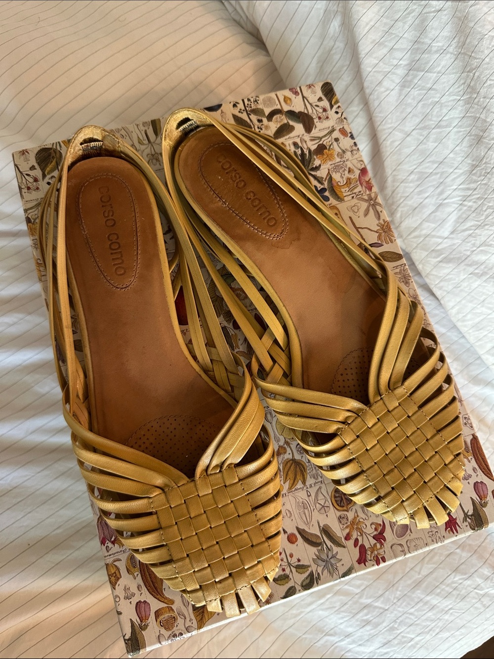 Corso Como - Woven Leather Flats in Mustard - 6.5